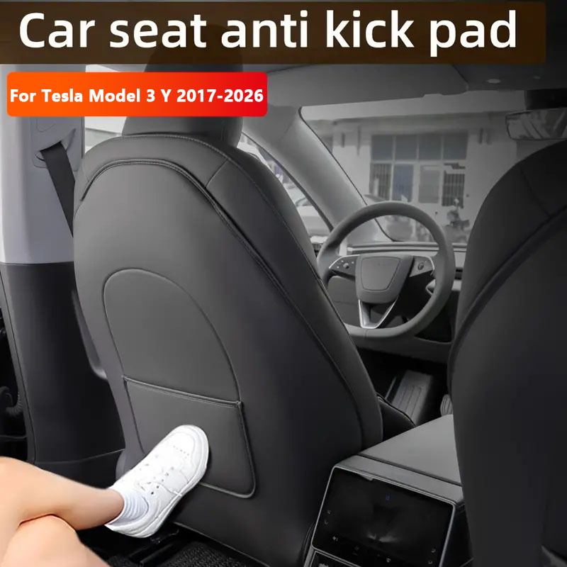 カーシートバック保護マットテスラモデル 3/Y フルシートアンチキックパッドレザーアンチスクラッチプロテクターマットカーアクセサリー