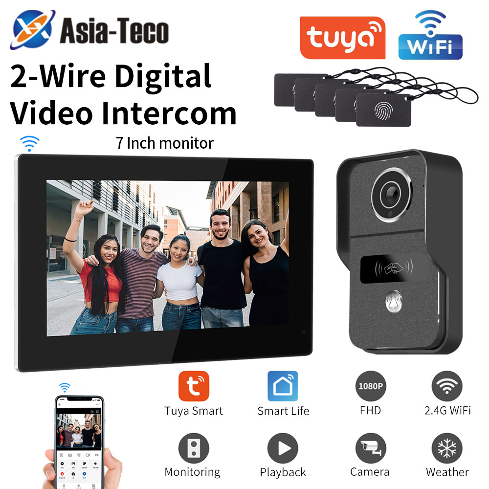2 ワイヤー 1080P WiFi ビデオインターホンビジュアルドアホン家庭用 Tuya スマートホームアプリナイトビジョンインターホンドアベルカメラドアホン