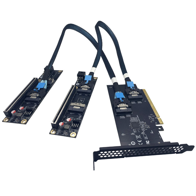 ディスクリートGPUグラフィックカードU.2 SSD拡張アダプタベースプレートPCI Express 4.0 X16 - SlimSAS SFF-8654 8iコンバータライザーケーブル