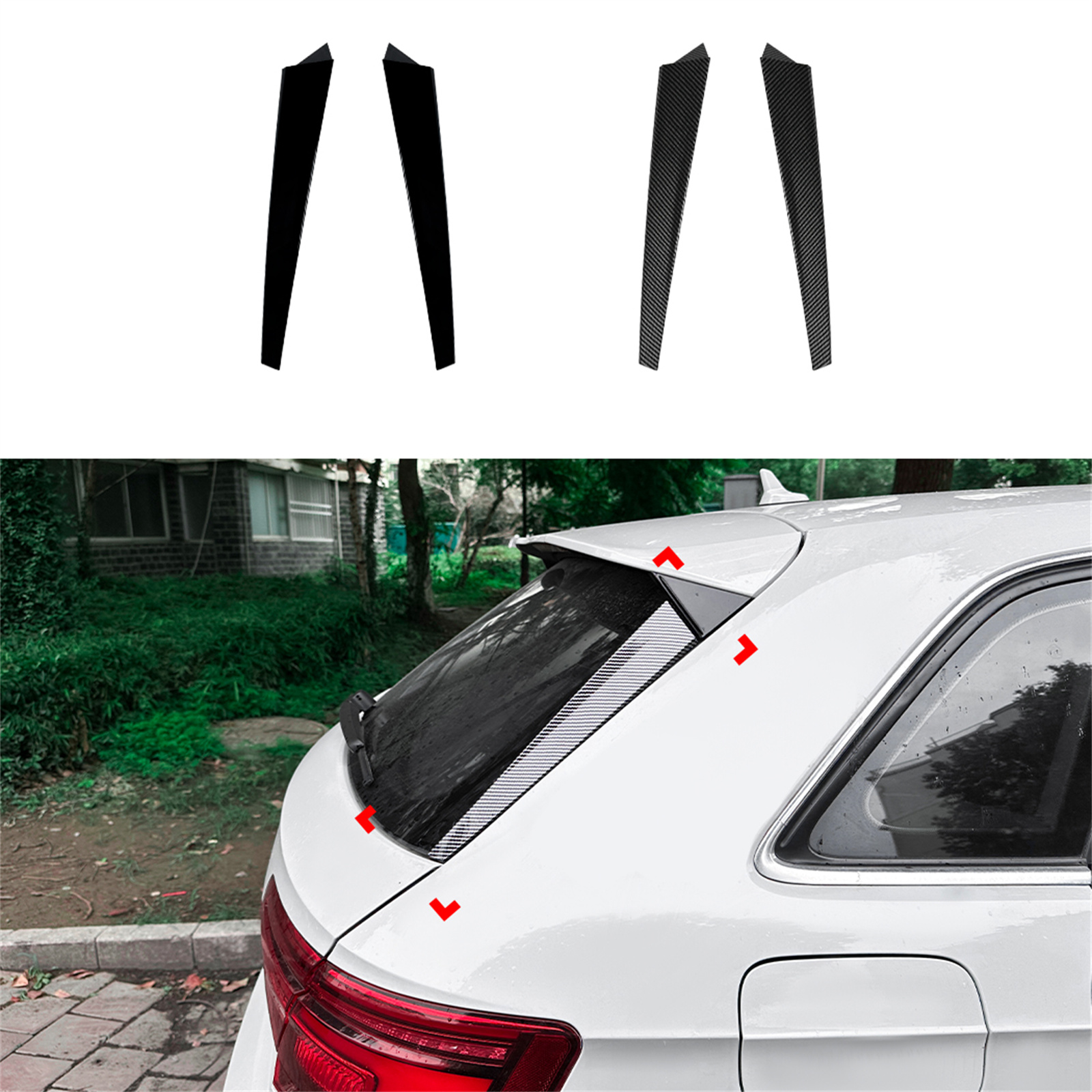 アウディ A3 8V ハッチバック S ライン 2014-2020 リアウィンドウサイドスポイラーウイングトリムテールテールゲートフロントガラスカバー風よけカナード