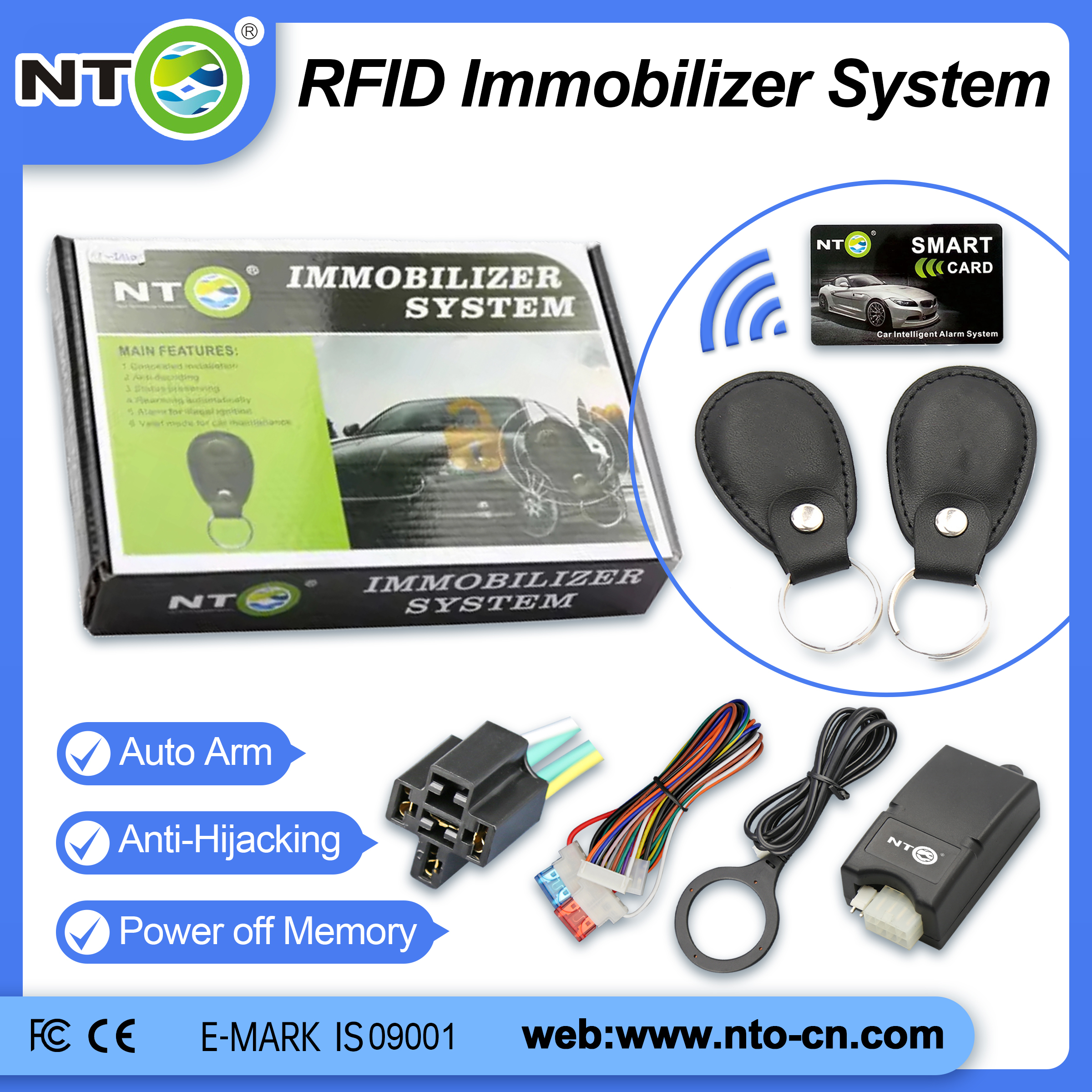 NTO RFID 点火スターター車のイモビライザーシステム自動盗難防止電子エンジンロック車両セキュリティシステムカーアクセサリー