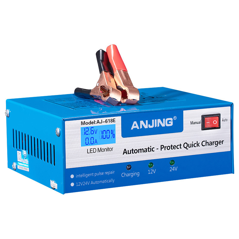 ANJING AJ-618E 12V24V 車のバッテリー修理充電器 130V-250V 200AH 自動スマートパルス急速充電器ジャンプスターターアダプター付き