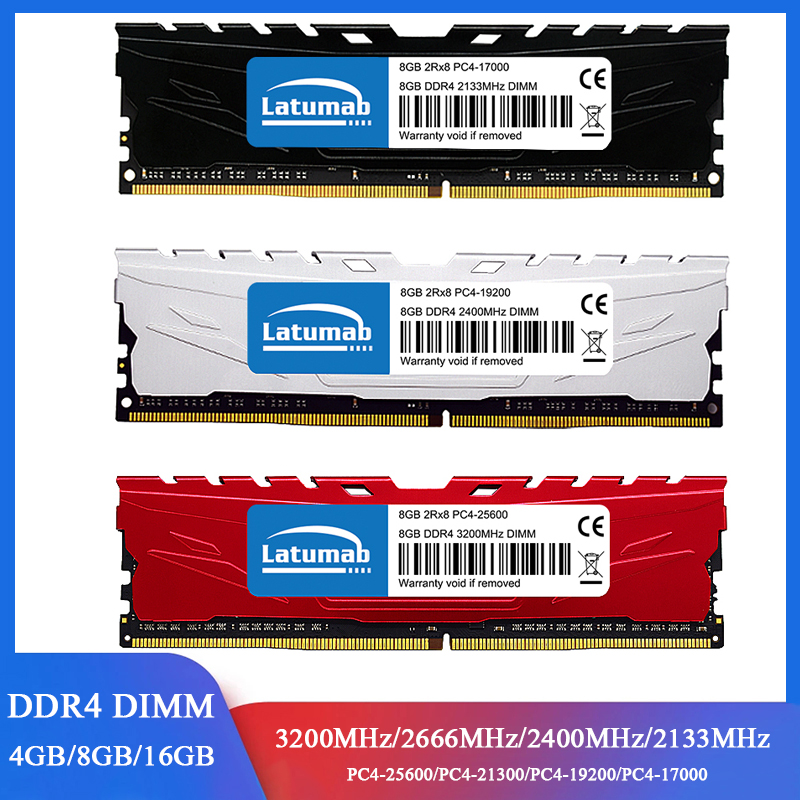 Latumab DDR4 RAM メモリ 4GB 8GB 16GB 3200MHz 2400 2133 2666MHz ゲーミングデスクトップメモリ 288ピン PC4-25600 21300 19200 1.2V DIMM RAM