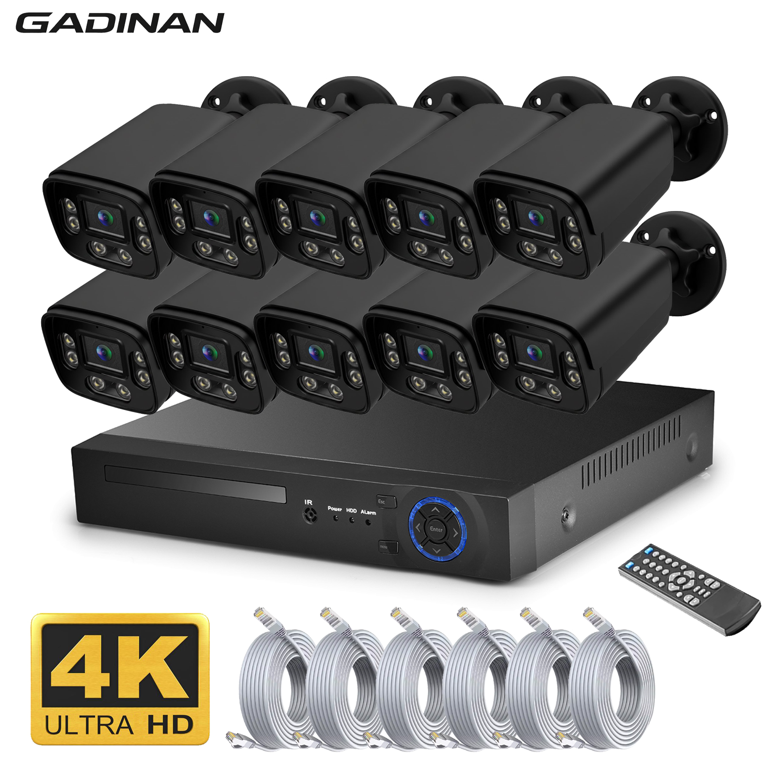 4K POE Security Camera System 10CH 8CH 4CH NVR 8MP Outdoor Cameras Two-Way Audio Waterproof Color Night Vision Surveillance Kit