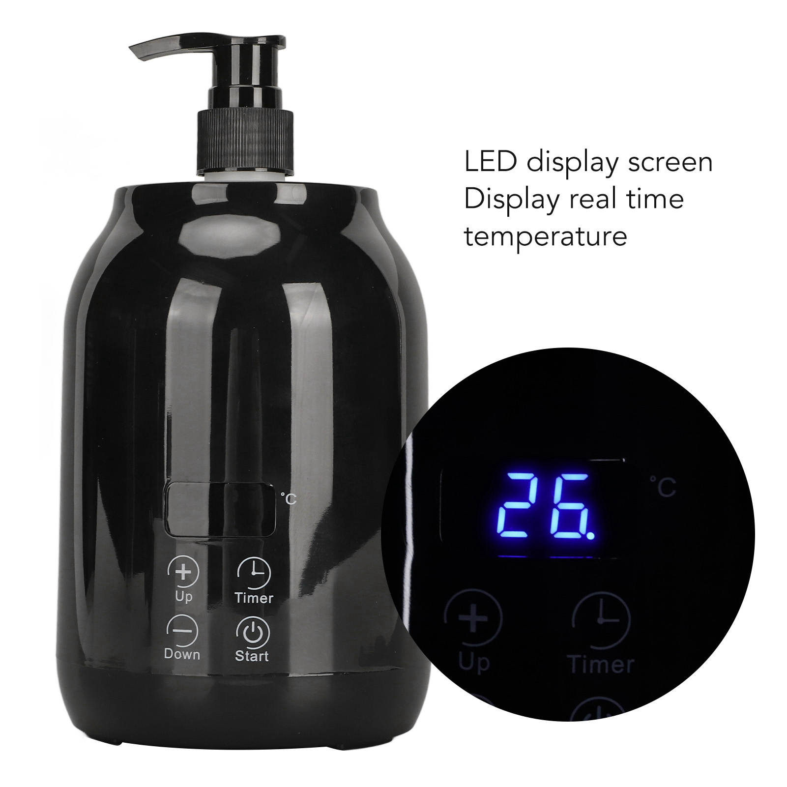 マッサージオイルボトルヒーターエッセンシャルオイルヒーターLEDディスプレイ温度調整シングルマッサージオイルボトルウォーマー