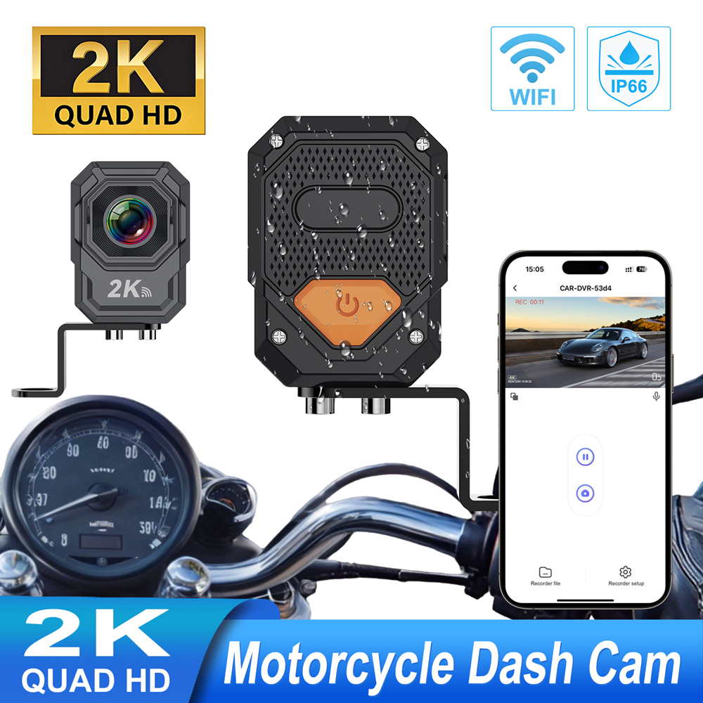 2K HD オートバイ DVR WIFI 防水 IP66 モトカメラ 150° 広角ダッシュカム プロの乗馬安全レコーダー