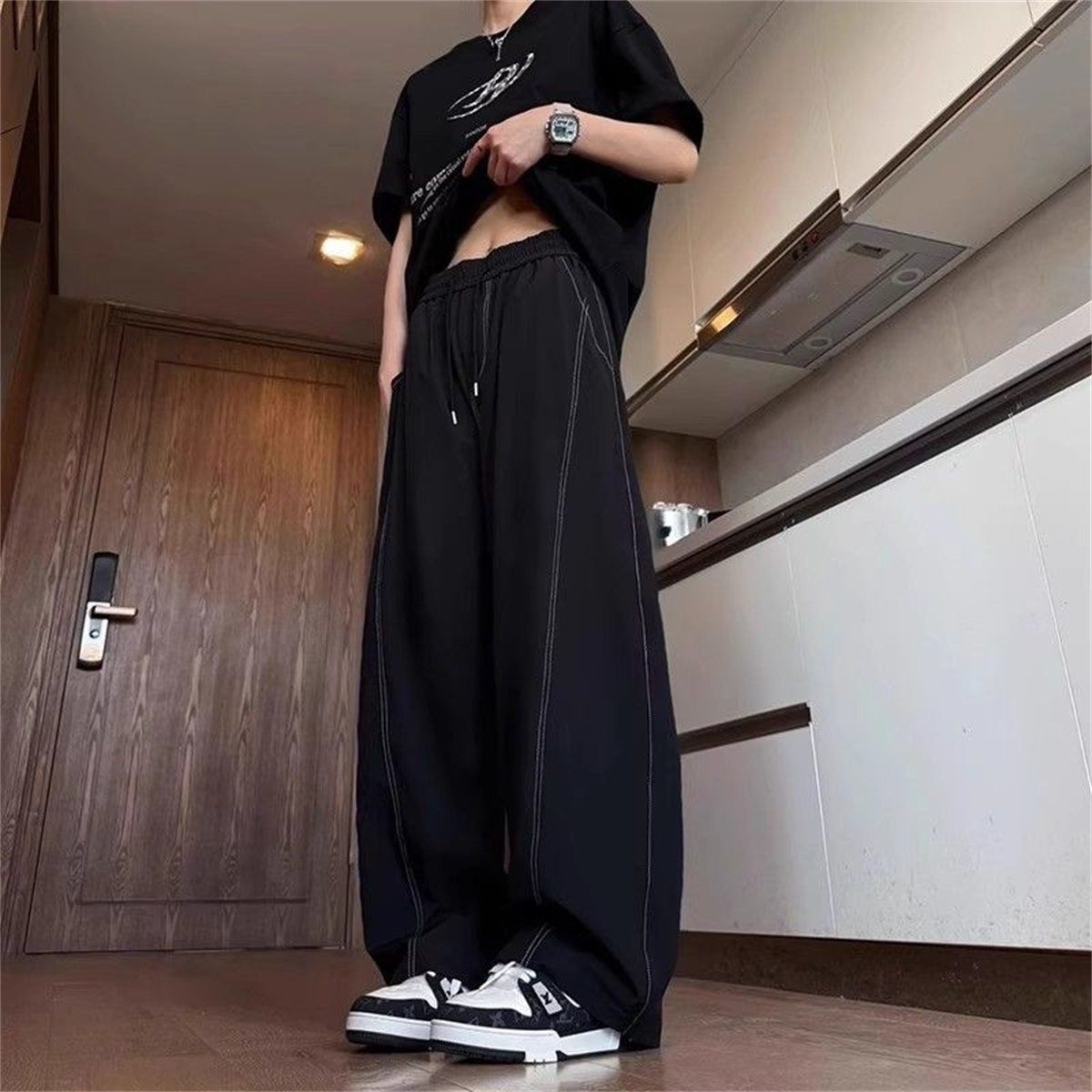 多用途メンズパンツソフトジョガーフィットネススウェットパンツ快適なズボンメンズファッションだぶだぶのパンツ男性の 2025 新しいカジュアル