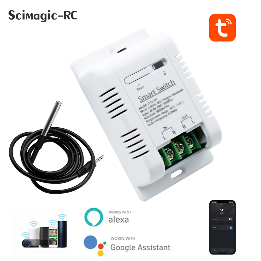 Tuya WiFi スマート温度スイッチ 16A エネルギー消費監視サーモスタット互換 Alexa Google ホームスマートスイッチ