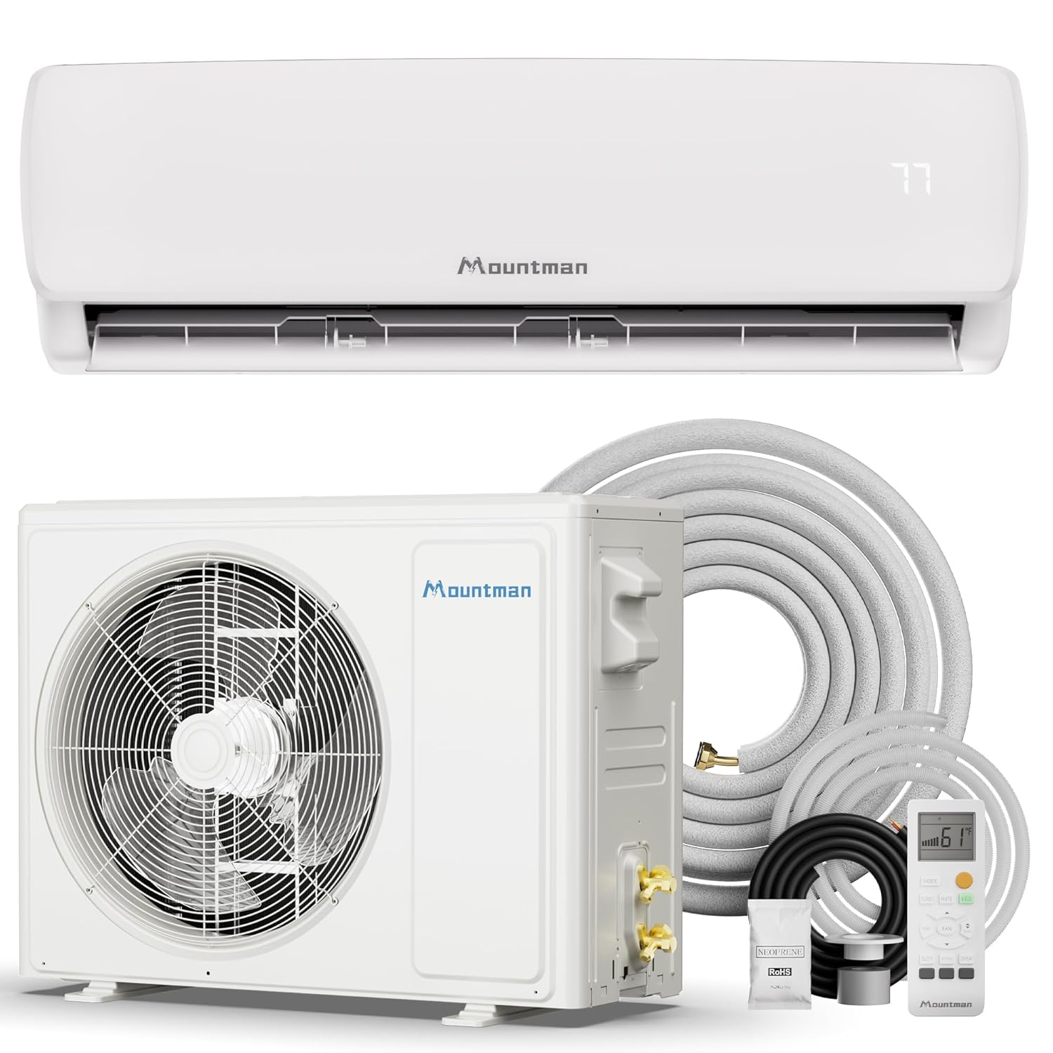 18000BTU ミニスプリット AC/暖房システム、230V 19 SEER2 エネルギー効率の高いミニスプリットエアコン、熱付き、カスタマイズ