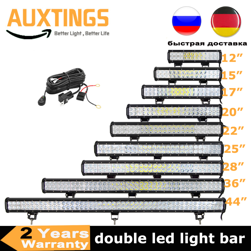 7-44 インチ LED ワークライトバー 20 "126 ワット 288 ワットフラッドスポットコンボオフロードランプ車 4WD トラックトラクターボートトレーラー 4x4 SUV ATV 12 V 24 V