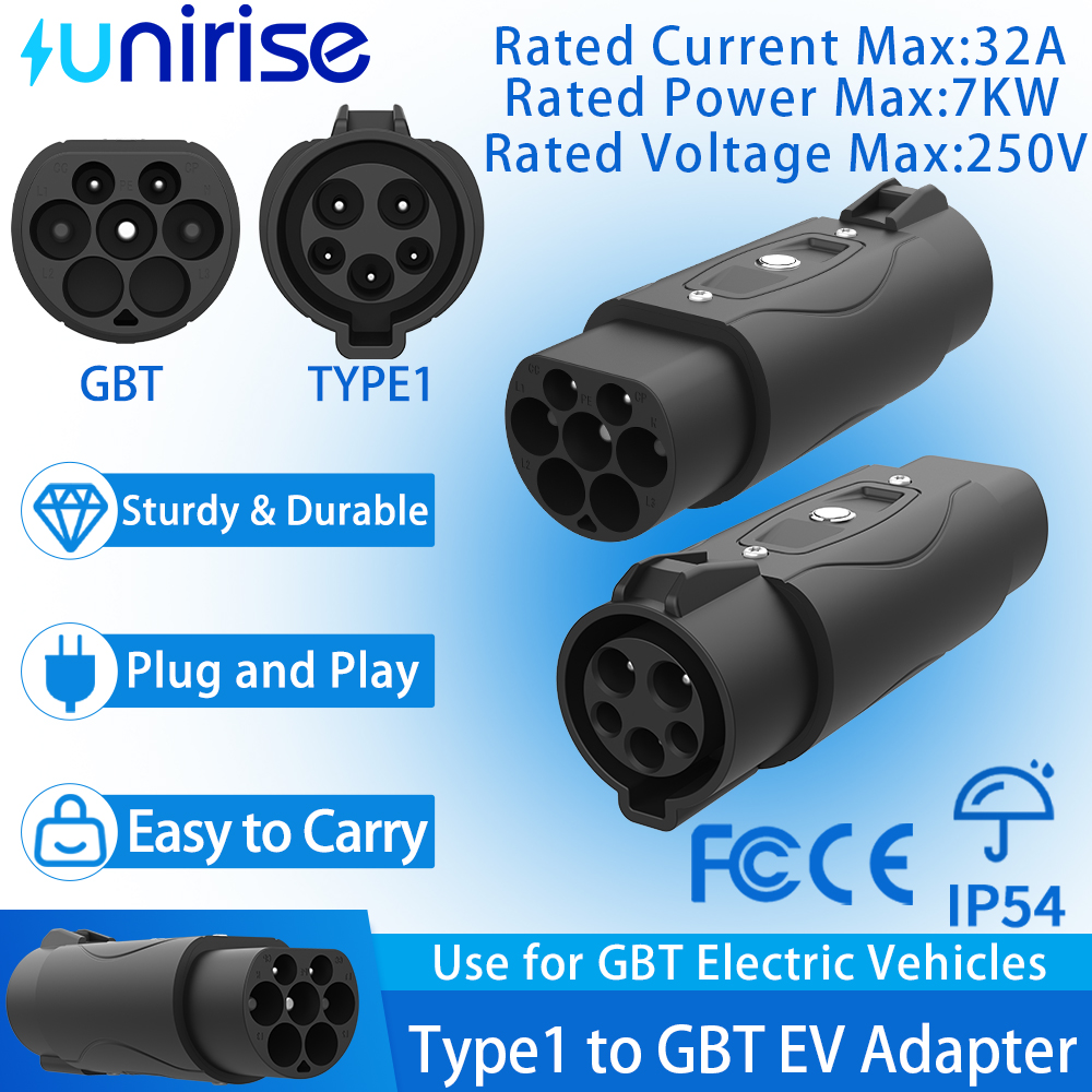 Unirise Type1 から GBT Ev アダプタ 32A 7kw J1772 タイプ 1 充電器コネクタ電気自動車 GB/T 充電コンバータと互換性
