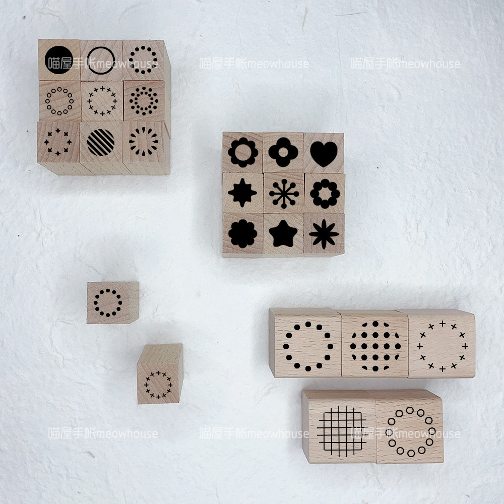 基本的なミニ幾何学的形状木製スタンプドットクロスボーダーアイコンホーボージャーナルスクラップブッキング装飾 DIY クラフト文具