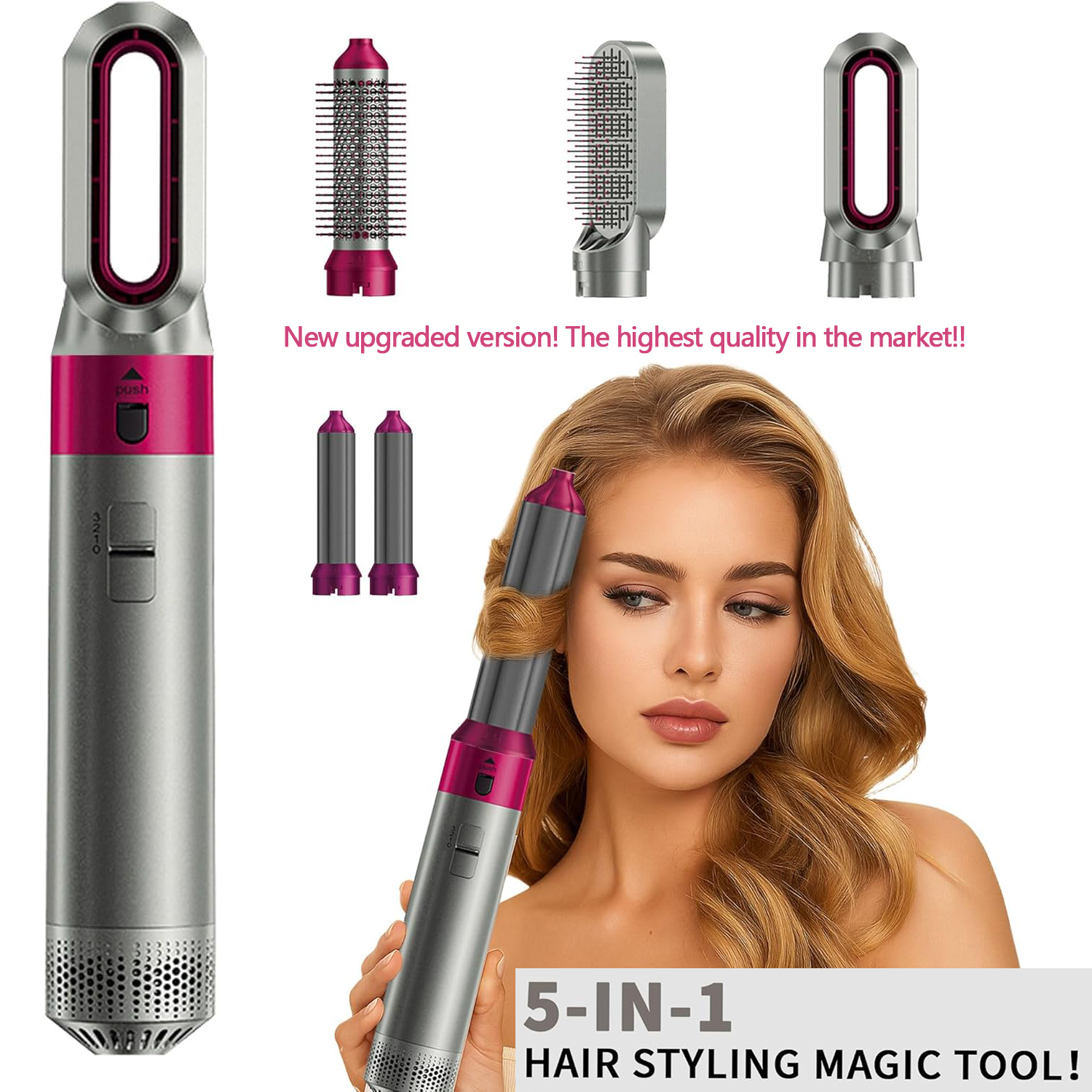 5-in-1 多機能熱風コームヘアクリップヘアアイロンヘアドライヤー美容師機器とアクセサリースタイリングツールギフト
