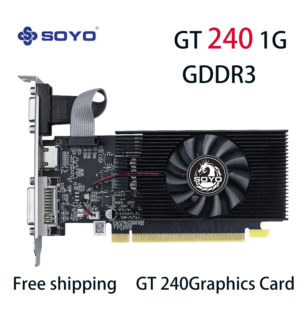 SOYO グラフィックカード NVIDIA GeForce GT 240 1G GDDR3 128bit DVI*1VGA*1 デスクトップゲーミングコンピュータ用ビデオカード