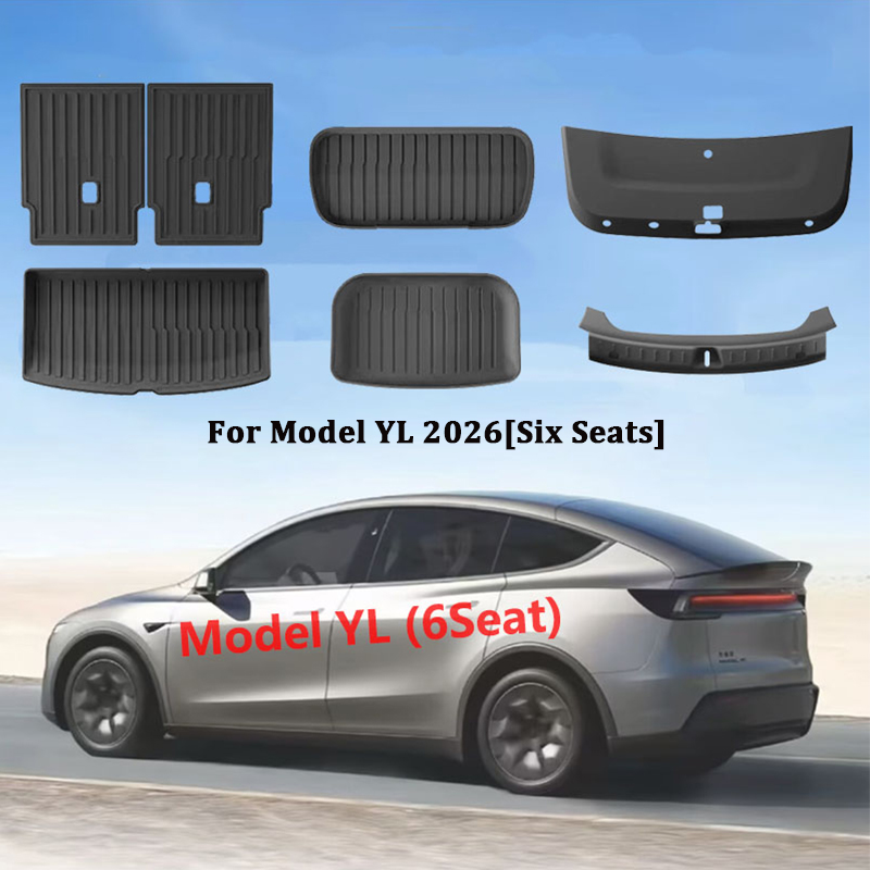 フロントリアトランクマットテスラモデル YL 6 席 TPE シート背もたれアンチキックマットトランクテールゲートパッド全天候型カーゴライナーパッド