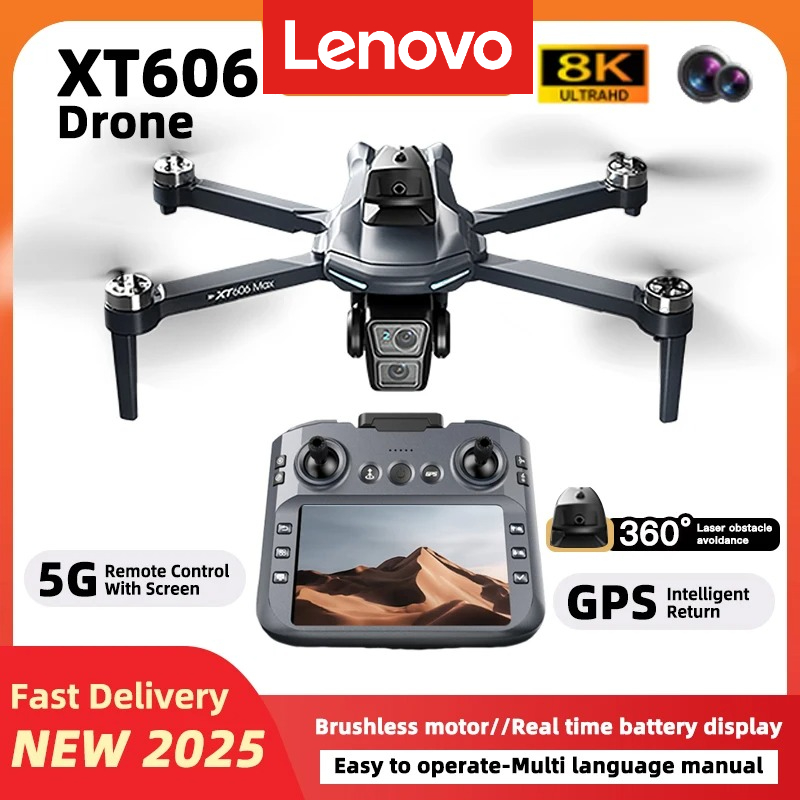 レノボ XT606 GPS ドローン 4K 3 軸 PTZ デュアルカメラ障害物回避ブラシレスモーター 5G WIFI 3KM RC Quadcopter おもちゃギフト