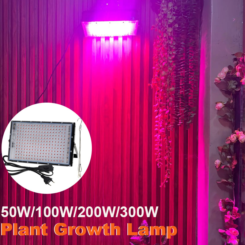 LED 成長ライトフルスペクトル植物ランプ AC85-240V 50 ワット 100 ワット 200 ワット 300 ワット UV 投光器屋内成長テント植物成長ライト