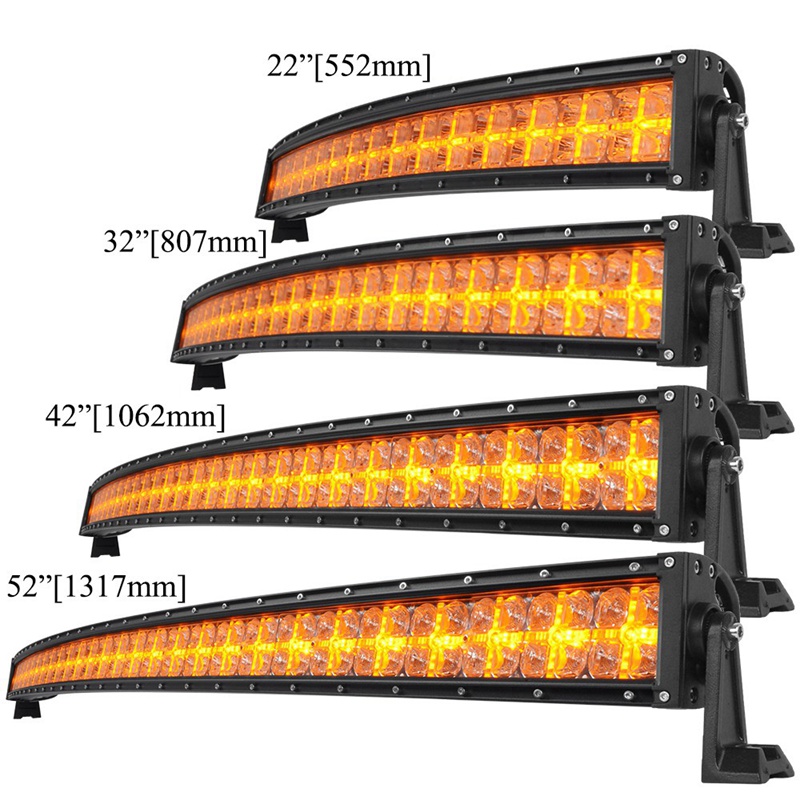 22 32 42 52 インチ 7D レンズアンバー DRL 湾曲スポット LED ライトバーオフロード 4x4 屋根駆動 LED スポットライトトラック車のバンパーヘッドライト