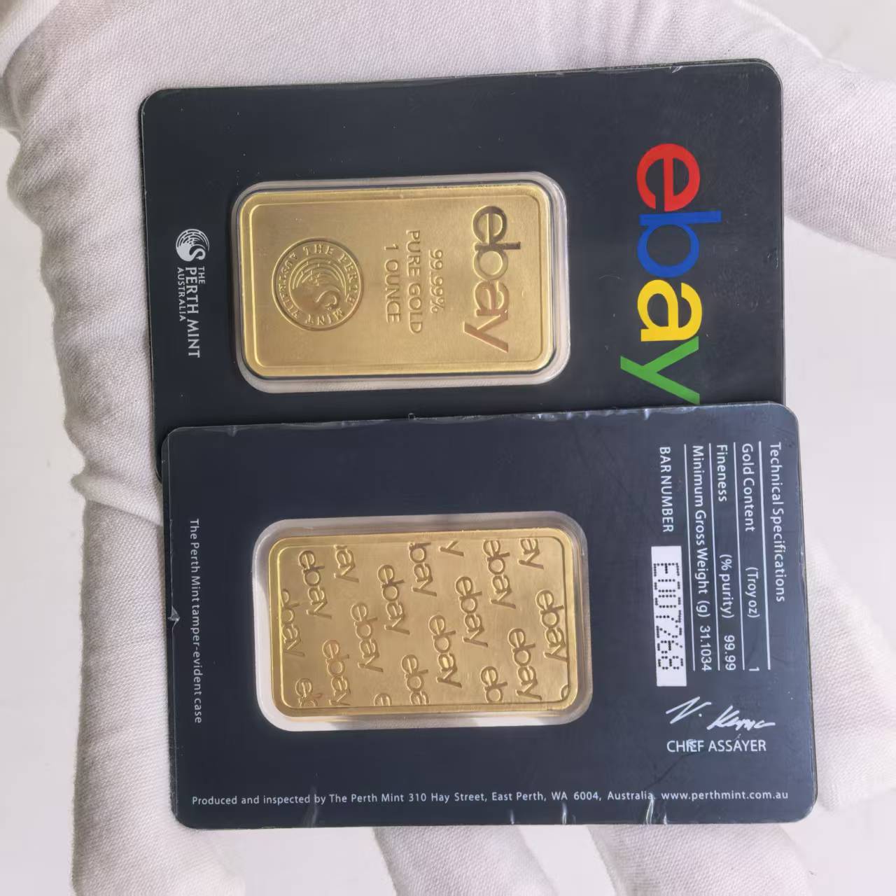 Gold Bar 1 Ounce Gold Bullion Acrylic Seal Packaging Independent Serial Number Non Magnetic