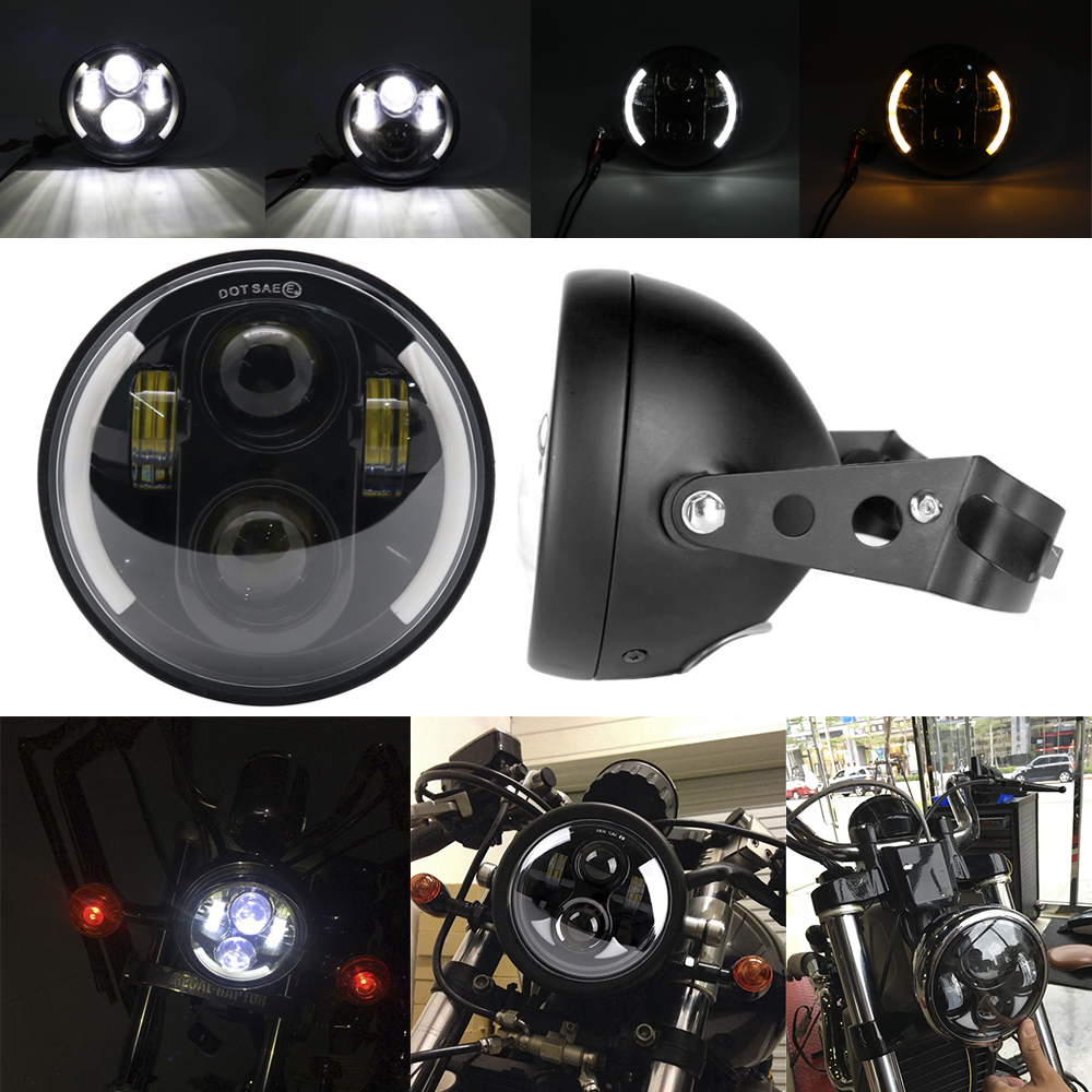 オートバイ 5.75 インチ LED ヘッドライト/ハウジングハーレースポーツスターアイアン 883 ダイナトライアンフストリートスピードトリプル 5 3/4 "H4 ヘッドランプ