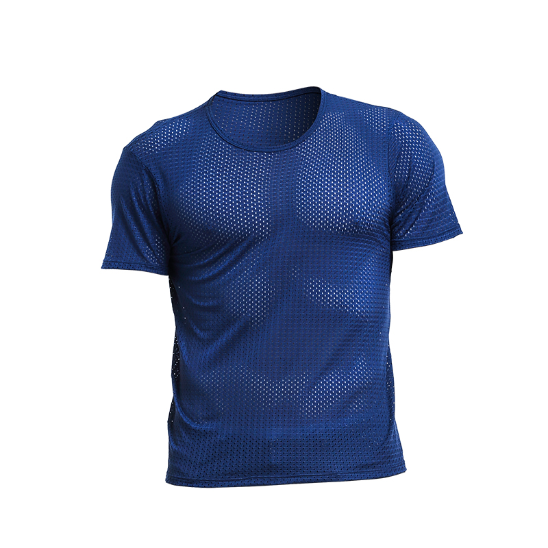 アイスメッシュアイTシャツメンズメッシュ通気性メッシュ中空スポーツフィットネス夏速乾ルーズVネックタイドメッシュ半袖