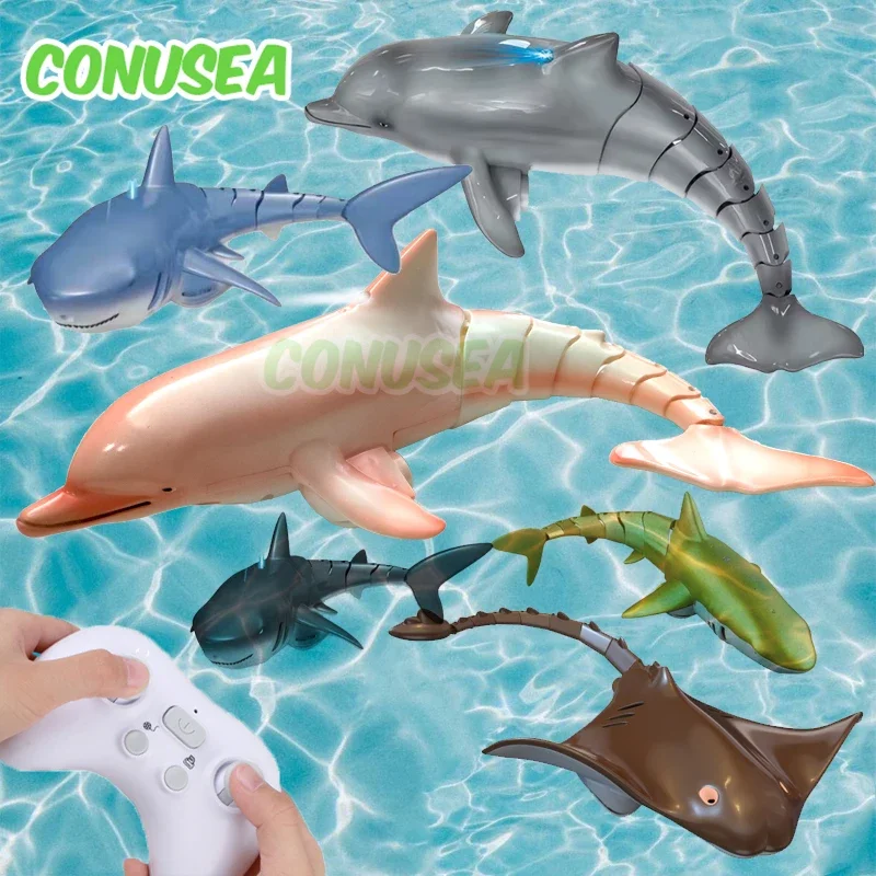 Rc ボート イルカ ジンベエザメ 水のおもちゃ 2.4 グラム リモート コントロール マンタの魚 動物の水上ボート 船 ロボット 魚 電動おもちゃ 男の子用