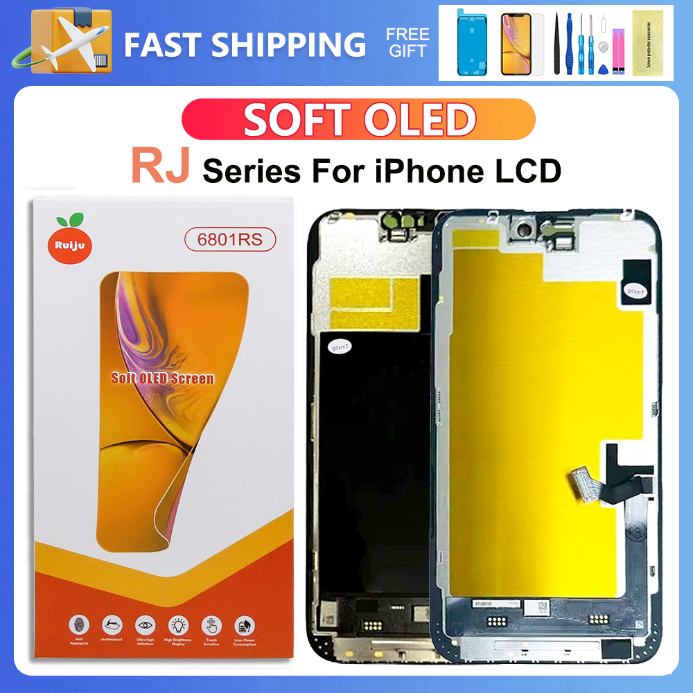 RJ ソフト OLED 液晶ディスプレイ iPhone 13 14 15 16 17 プロマックスプラス Lcd ディスプレイタッチスクリーンデジタイザアセンブリの交換