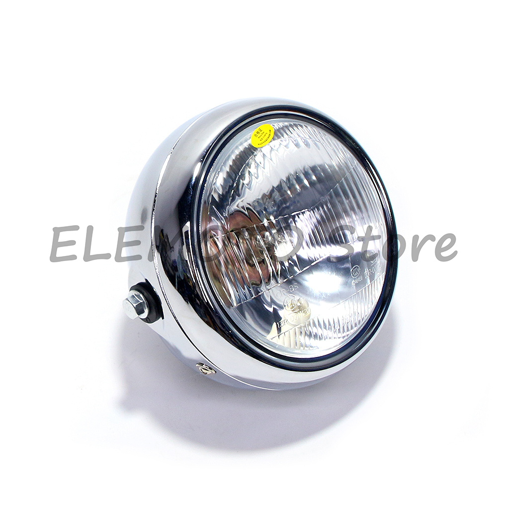 オートバイ 12V ヘッドライトランプシルバーメタルレトロハロゲンフロントライトは GN125 CB CL ヤマハスズキカフェレーサーボバーに適合