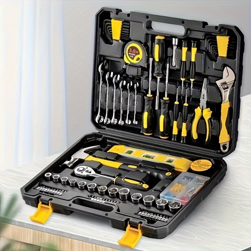 108 個修復ツールキットインストールツールセット DIY 家庭用修理メンテナンスレンチプライヤードライバーハンマーなどとストレージ