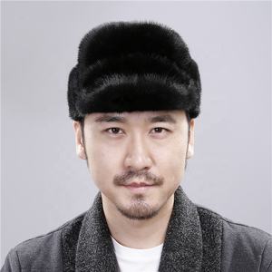 男士水貂毛帽子 男士正品水貂毛帽子 冬季保暖高顶帽 头饰 毛线帽 贝雷帽 报童帽