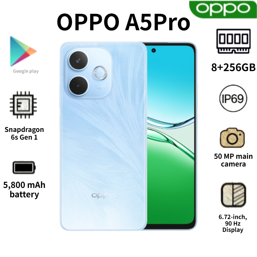2026 新しい OPPO A5 Pro Edition スマートフォン、グローバル バージョン、8GB 256GB、6.67 インチ ディスプレイ、5800mAh バッテリー、50MP カメラ、デュアル SIM