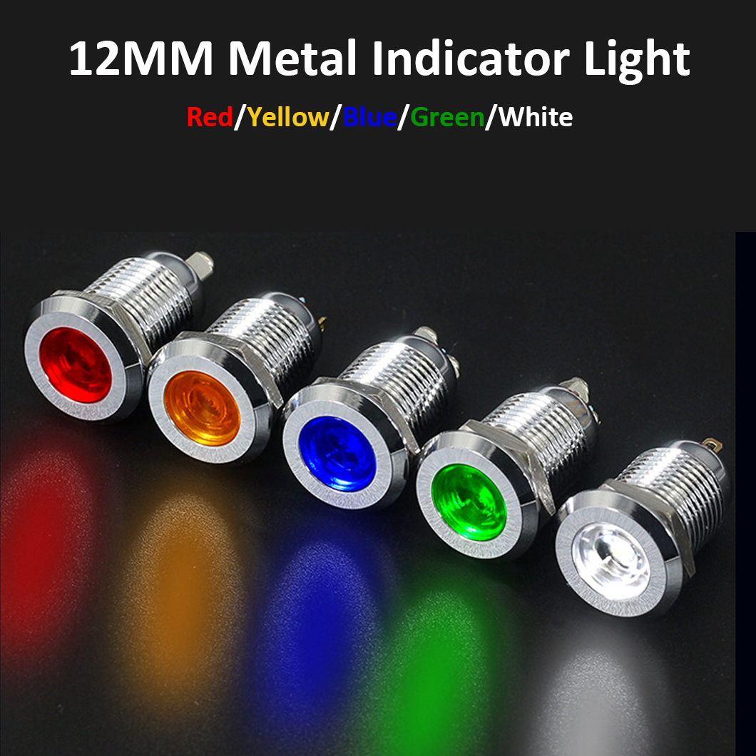 ABILKEEN 12MM Metal Indicator Light Mini LED Power Signal Indicator Lamp High Brightness with Screw Terminal/Solder Terminal