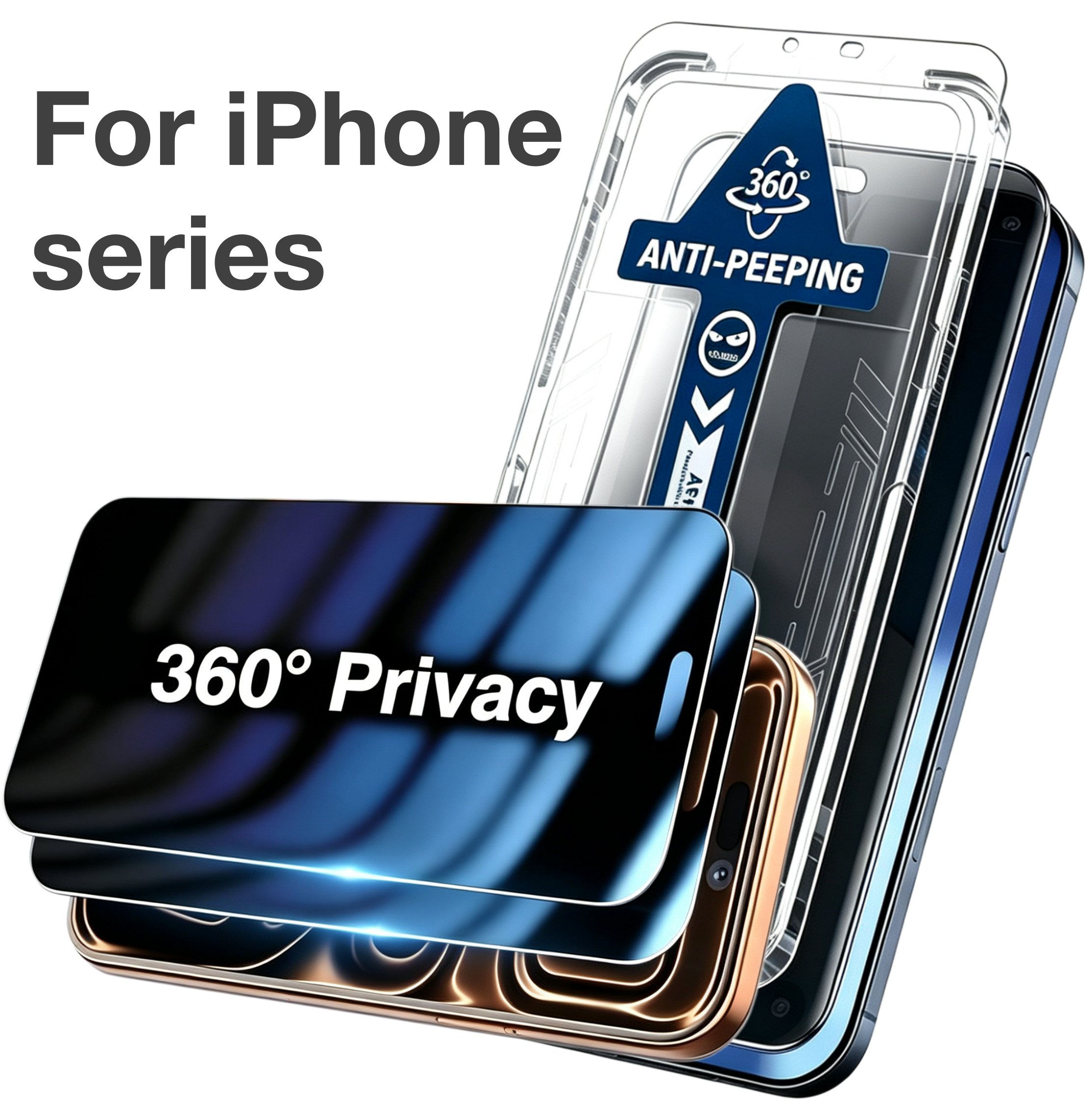 2 個 360 ° アンチスパイ iPhone 17 プロマックス 16 15 14 プラス 13 空気 17e 4 ウェイプライバシースクリーンプロテクター抗のぞき見強化ガラス