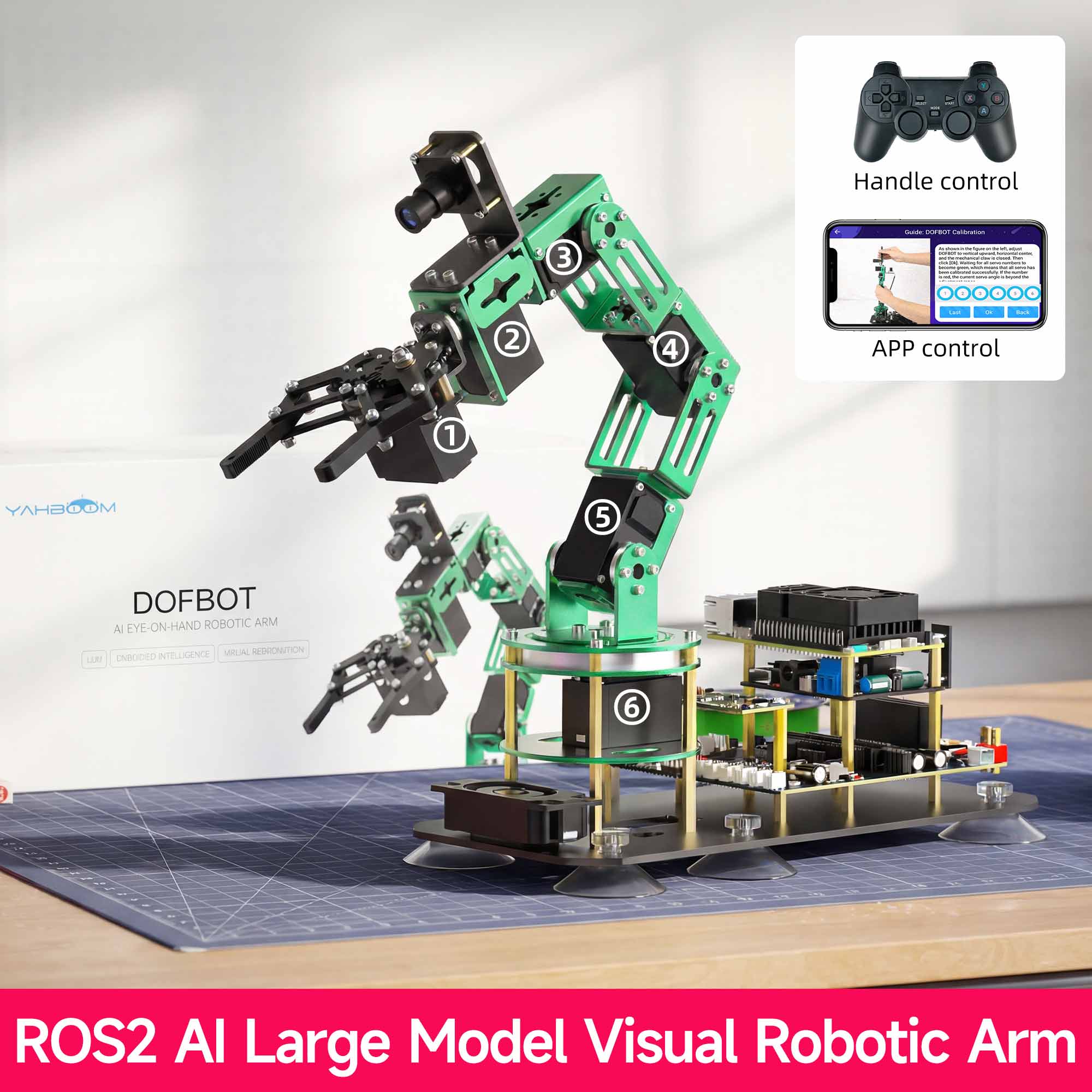 Yahboom DOFBOT AI 大型モデルビジョンロボットアームキット RaspberryPi 5 用 ROS2 ロボット採用 Python プログラミングオブジェクト認識