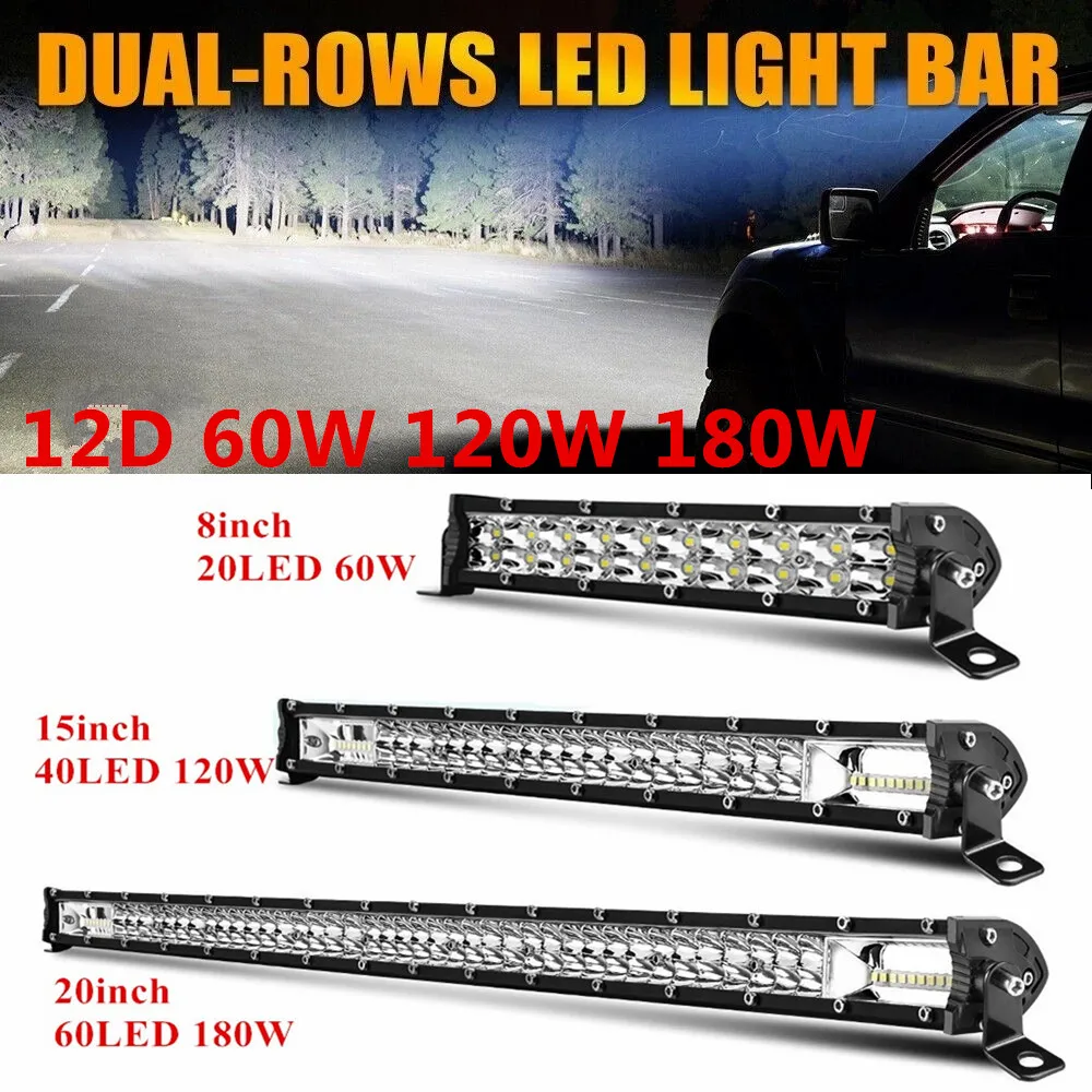 12D LED ライトバー/ワークライト 60 ワット 120 ワット 180 ワット 240 ワットスーパースリム LED バートラクター 4X4 オフロード 4WD ATV トラック LED ワークライト 12 V 24 V
