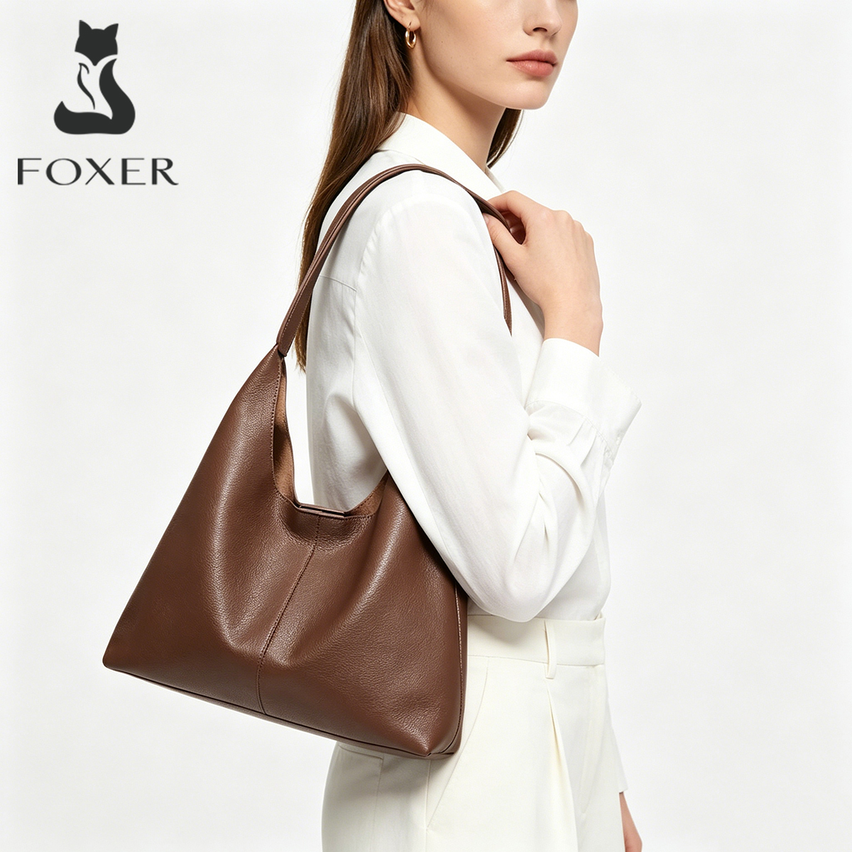 FOXER 女性ショルダーバッグファッショントートレディクラシックスプリットレザーマイクロファイバーハンドバッグセットラージカジュアルホーボー財布夏のギフト
