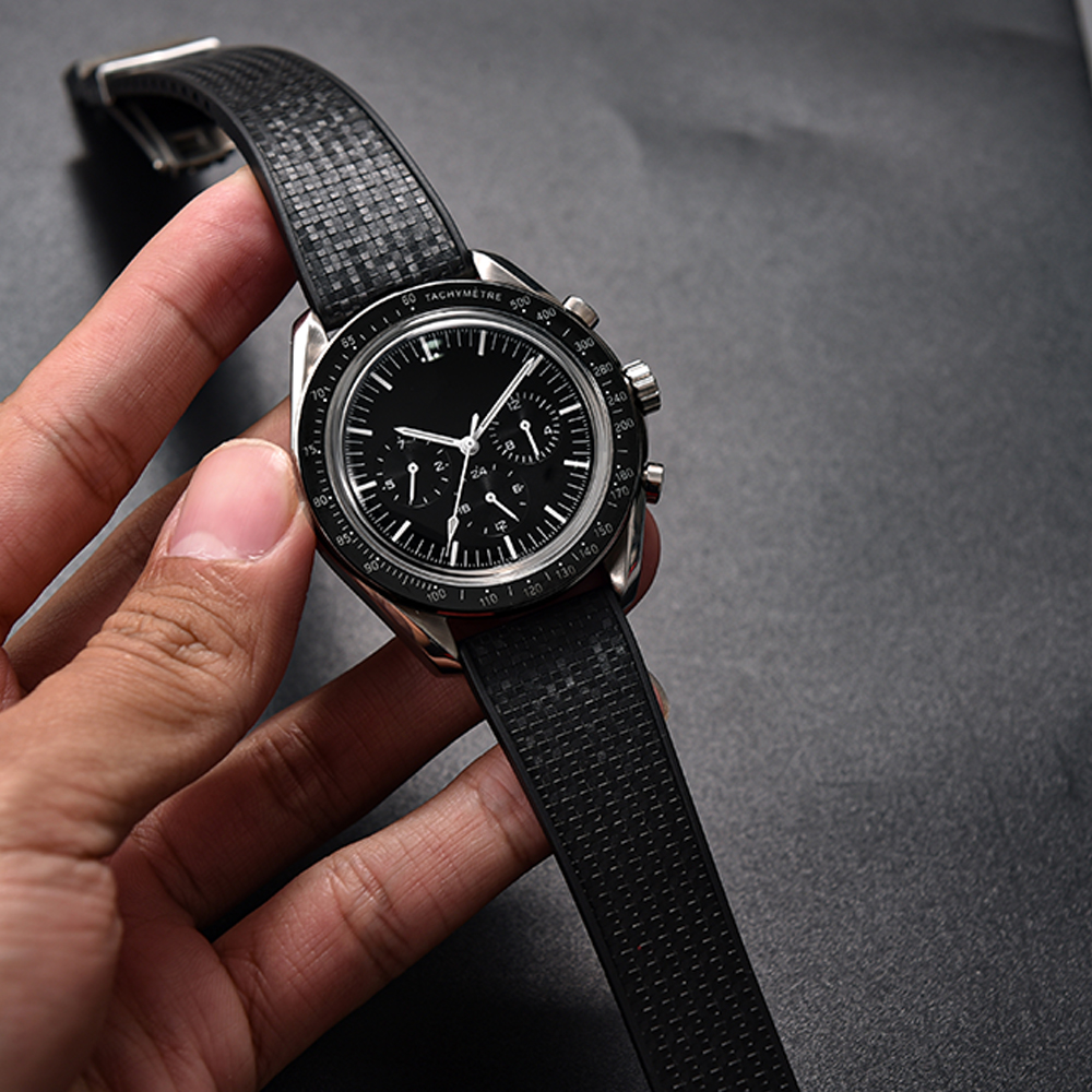 20 ミリメートル 22 ミリメートルモザイク FKM ゴム時計バンドロレックスカルティエ IWC CTS 時計ストラップクイックリリースフッ素ゴムストラップフォールドバックル