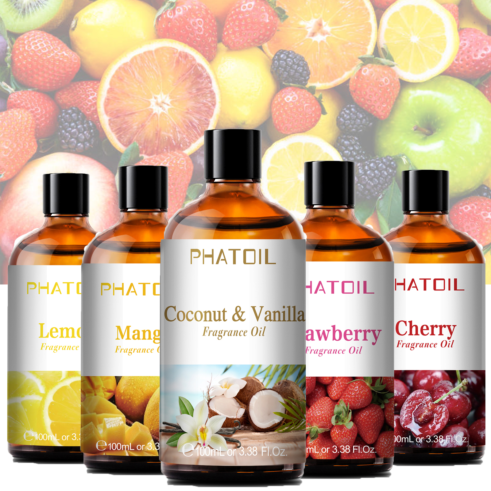 PHATOIL 100ml フルーツシリーズ フレグランスオイル ガラススポイト付き ココナッツ