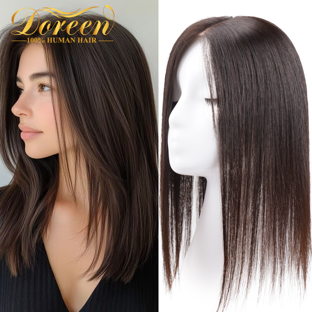 Doreen 16 インチ 13*15 センチメートル女性のためのヘアトッパー本物の人毛 360 ° 3D トッパーヘアピース毎日クリップファインモノラルレーストッパー