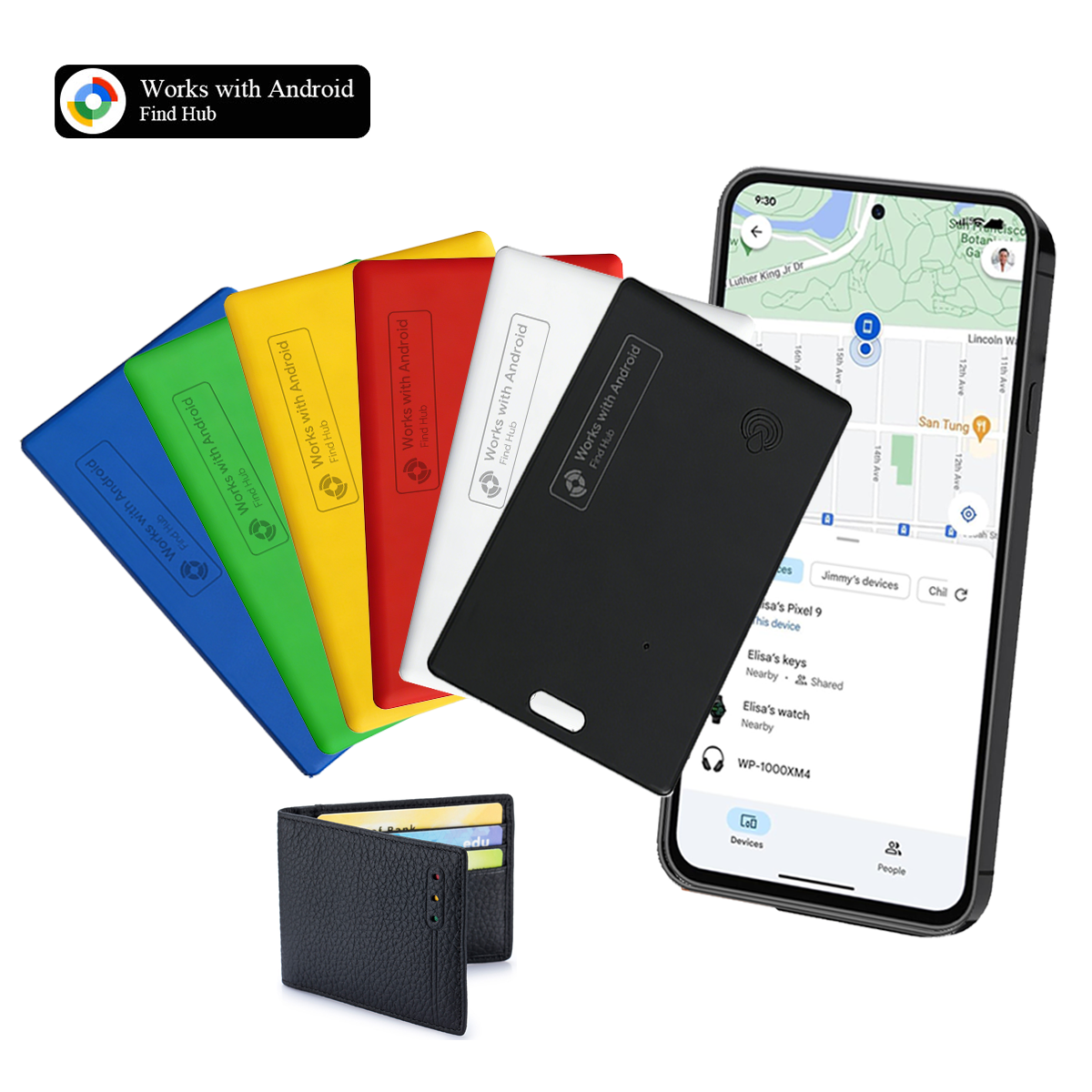 薄型ウォレット トラッカー カード Android スマート タグ Google と連携 検索ハブ Bluetooth 検索 GPS トラッカー タグ ロケーター ウォレット ファインダー カード