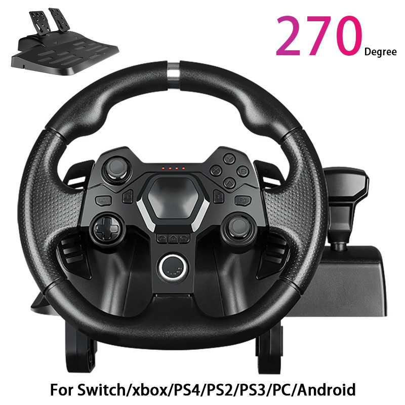 270 度レーシングステアリングホイール振動コントローラゲームシミュレーションレーシングペダルスイッチ/xbox 360/one/pc/ps4/3/Android