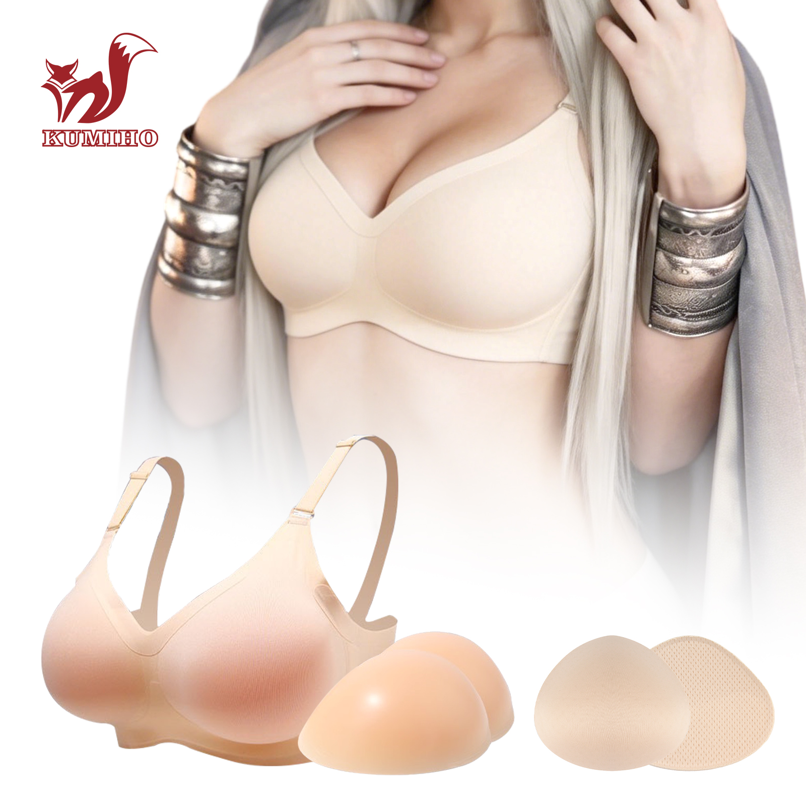 KUMIHO シリコーン偽おっぱい乳房切除術ポケットブラ小さな胸になる大きな胸になるシームレスな胸の形状 S フィギュア用コスプレ
