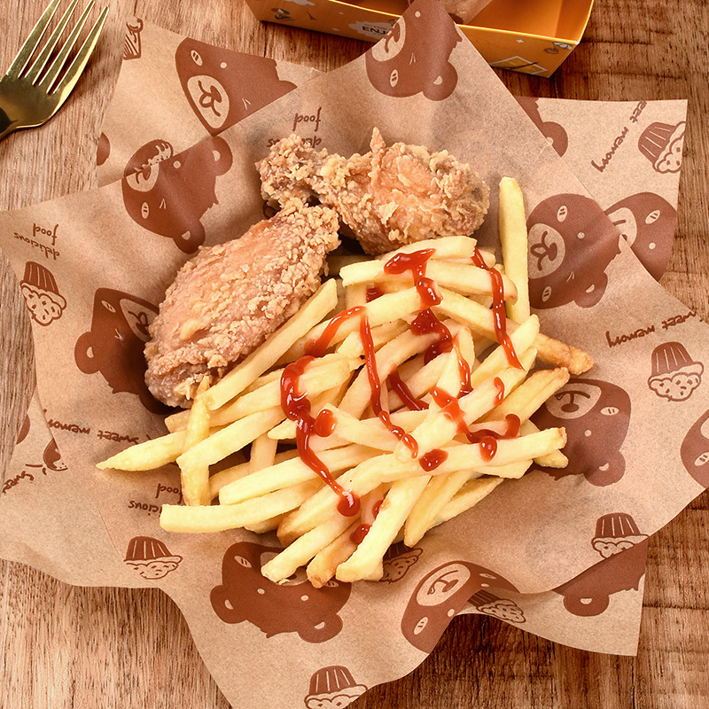 食品グレードの耐油包装紙、サンドイッチ、ハンバーガー、フライドポテト、揚げ物用、皿に最適