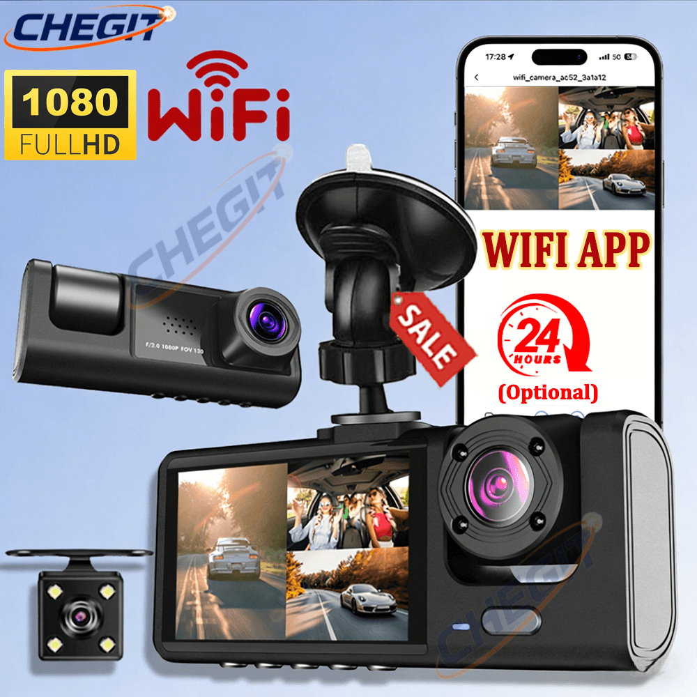 1080P WiFi 車 Dvr 2/3 カメラダッシュカム車用カメラ車両レコーダービデオフロントオプションリアカメラナイトビジョンダッシュカム