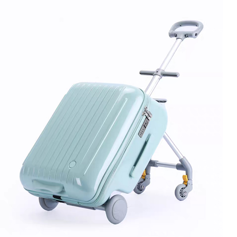 50L 怠惰なウォーキングスーツケース大容量ブレーキホイール子供の荷物トロリー折りたたみ缶乗馬 2-in-1 旅行スーツケース