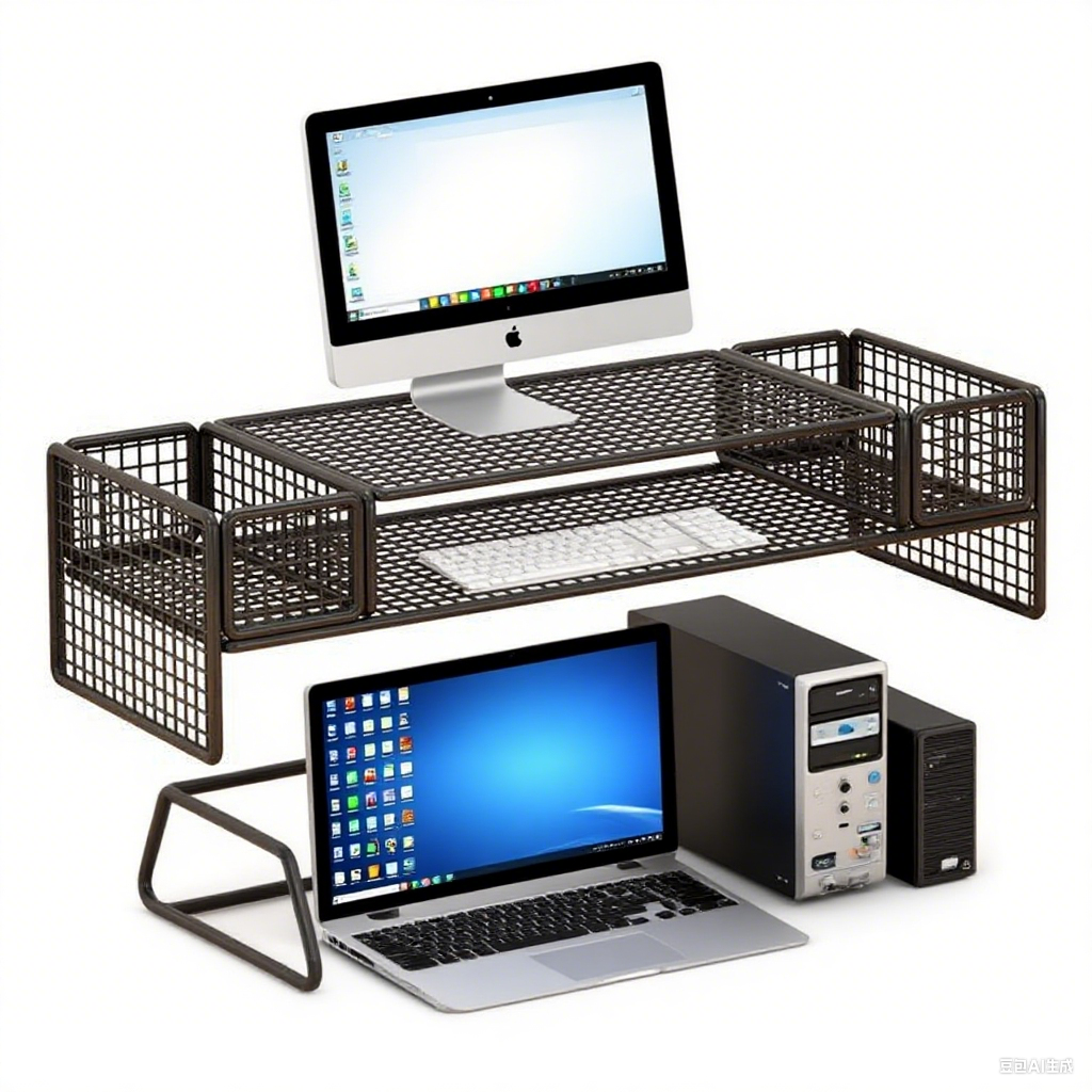 ダブルデッキコンピュータモニターライザーホルダーPCスクリーンスタンドブラケットデスクトップラップトップキーボードマウスストレージオーガナイザーペンコンテナ