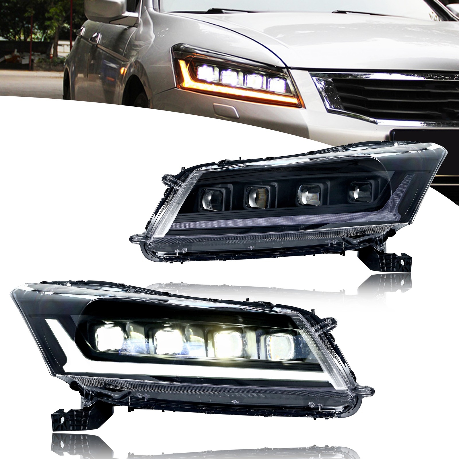 LED ヘッドライトホンダ アコード 2008-2012 EX LX 第 8 世代セダン DRL プロジェクターシーケンシャルターンシグナルフロントランプアセンブリ