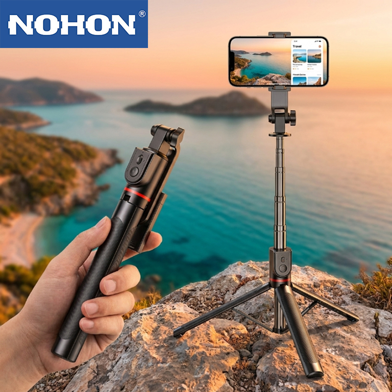 NOHON 新しい電話自撮り棒三脚リモコン付き 360 °回転拡張可能な自撮り棒サッカー試合ビデオ録画用