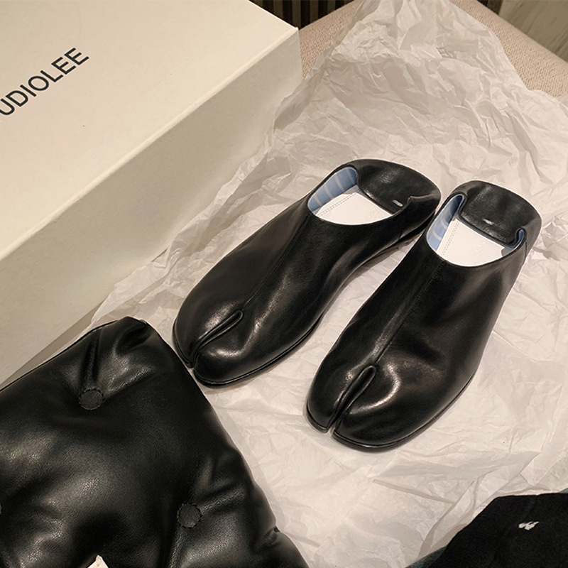 フラットシューズシルバー足袋忍者シューズ女性分割つま先フラッツトロッターモカシン Mujer ソリッド PU レザーローファーファムスリップオンスライド