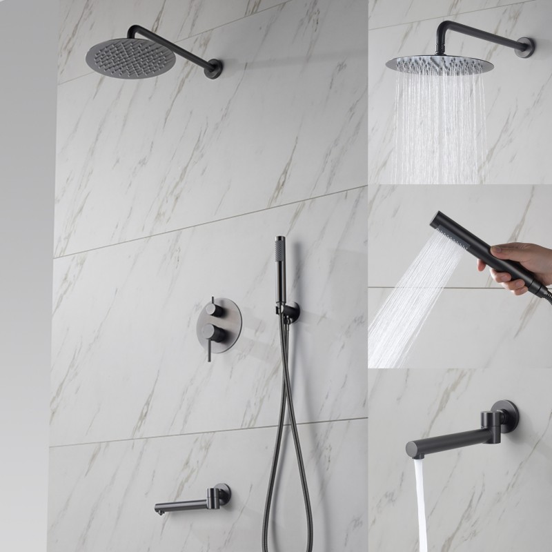 3 機能グレーブラッククロームゴールドシャワーセットシステム蛇口ミキサー Ducha Higienica Pra Banheiro 10 インチバスルームタップ真鍮